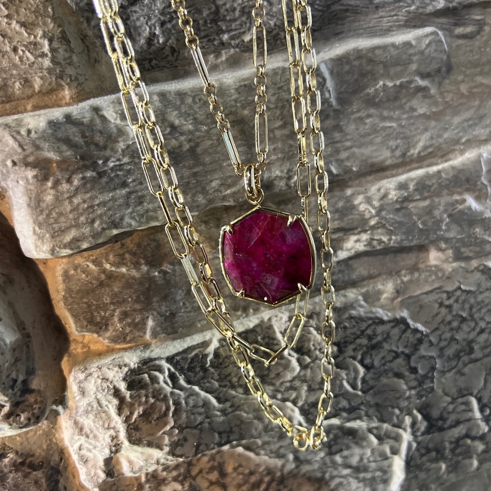 Davis fold multi strand necklace in raspberry labradorite